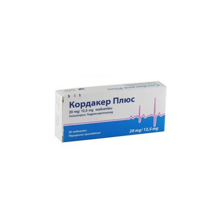 Кордакер Плюс 20 мг/12,5 мг х 30 таблетки ЧайкаФарма