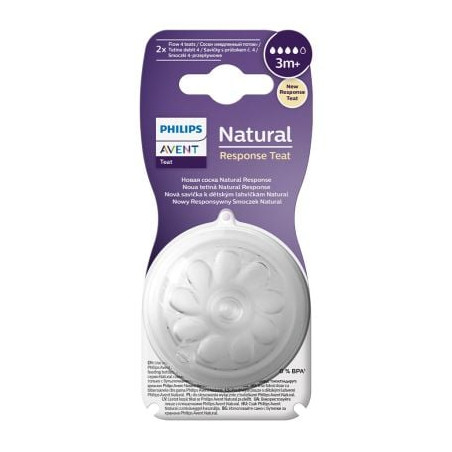 Биберон за хранене без протичане 3м+ Philips-Avent Natural Response 3.0, 2 броя, поток 4