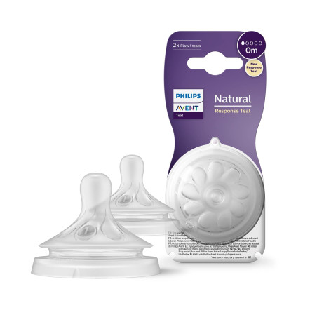 Биберон за хранене без протичане 0м+ Philips-Avent Natural Response 3.0, 2 броя, поток 1