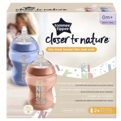 Бебешко шише за хранене Tommee Tippee Easi-Vent, 260 мл., розово, 2 броя