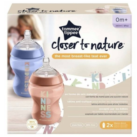 Бебешко шише за хранене Tommee Tippee Easi-Vent, 260 мл., розово, 2 броя