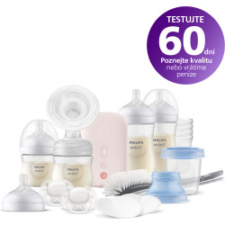 Комплект електрическа помпа за кърма Philips-Avent Natural Motion Advanced, 4 шишета, 5 броя контейнери VIA, залъгалка, подплънк