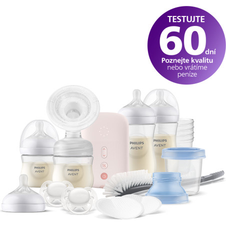 Комплект електрическа помпа за кърма Philips-Avent Natural Motion Advanced, 4 шишета, 5 броя контейнери VIA, залъгалка, подплънк