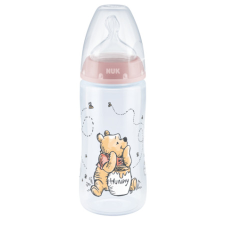 Бебешко шише Nuk First Choice Temperature control, 300мл, силикон, Disney, 0-6м, розово