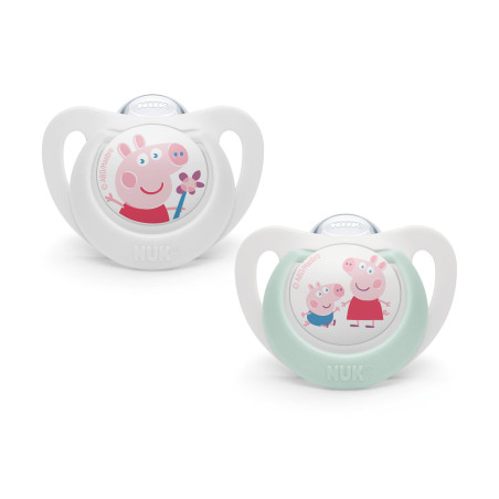 NUK биберон залъгалка силикон 0-6 мес., 2бр., Peppa Pig