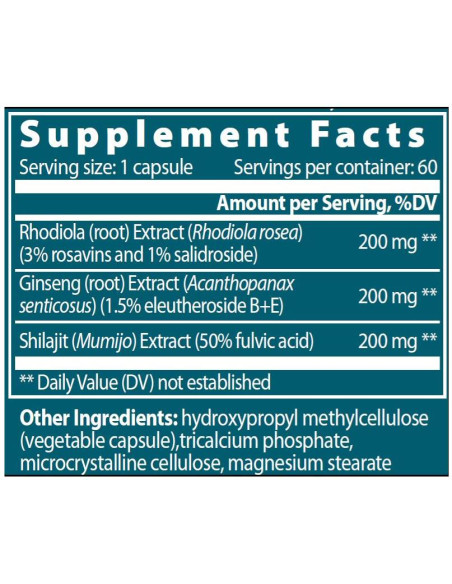 Eastern Adaptogen | Rhodiola + Ginseng + Shilajit