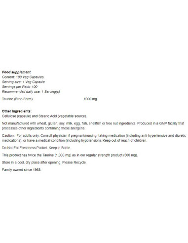 Taurine 1000 mg / Double Strength