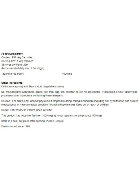 Taurine 1000 mg / Double Strength