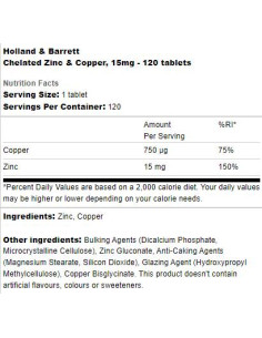 Chelated Zinc -amp, Copper 15mg 2