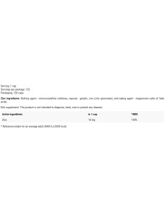 Zinc 15 mg | as Zinc Gluconate 2