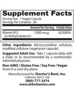 BEST Fully Active B12 / Methylcobalamin 1500 mcg 2