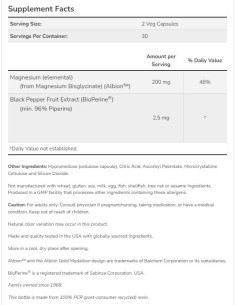 Magnesium Glycinate with BioPerine | Highly Absorbable Magnesium Bisglycinate 2