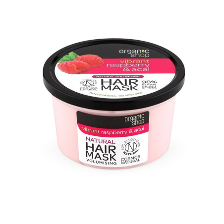 Маска за коса за обем Малина и асай, Organic Shop, 250 г