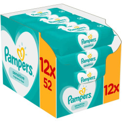 PAMPERS Сенситив, мокри кърпички, 12 х 52 бр.