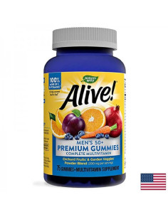 Премиум мултивитамини за мъже 50+ Алайв - Alive! Men’s 50+ Premium Gummies Multivitamin, 75 желирани таблетки