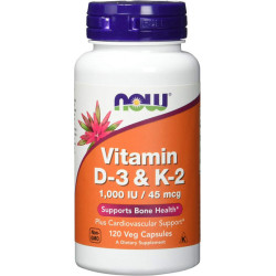 NOW Vitamin D-3 1000 IU & K2 45mcg / 120 Vcaps