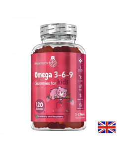 Имунитет и мозъчна функция Омега 3-6-9 за деца 120 желирани таблетки, с вкус на ягода и малина