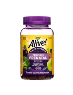 Мултивитамини за бременни премиум Алайв с растителна DHA Alive! Daily Support Premium Prenatal Multivitamin Gummies 75 желира