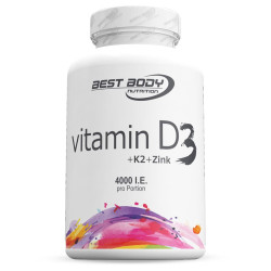 Витамин Д3 4000 IU + К2 60 µg и Цинк – Best Body Nutrition (80 табл)