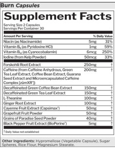 R1 Burn Caps | with Forskohlii, Grains of Paradise -amp, Caffeine Matrix 2