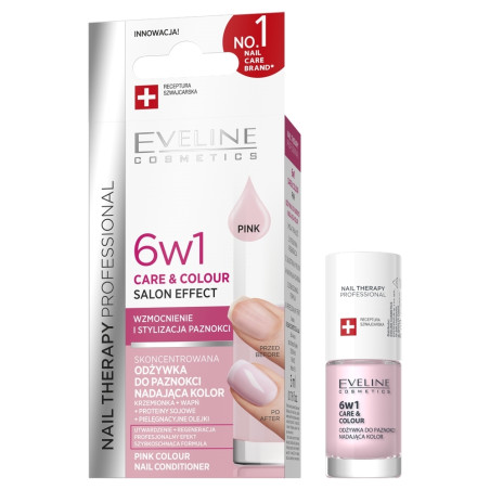 EVELINE NAILS 6 В 1 ГРИЖА И ЦВЯТ – БЛЕДО РОЗОВ, 5 МЛ