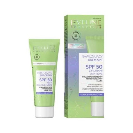 EVELINE ХИДРАТИРАЩ КРЕМ ЗА ЛИЦЕ SPF 50 С АЛОЕ ВЕРА, 30 МЛ