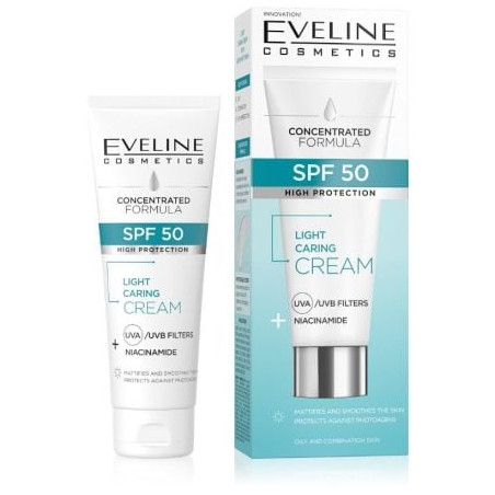 EVELINE ХИДРАТИРАЩ КРЕМ ЗА ЛИЦЕ SPF 50 С НИАЦИНАМИД, 30 МЛ