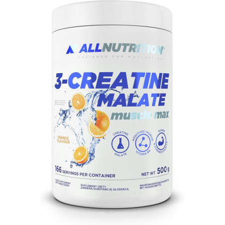 AllNutrition 3 Creatine Malate | Tri-Creatine Malate Powder 500 грама, 166 Дози Портокал