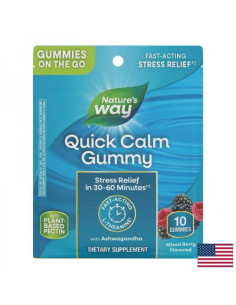 Ашваганда + L-Теанин Бързо успокояване и умствен фокус 10 желирани таблетки, с плодов вкус