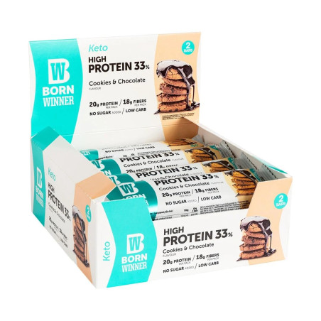 Born Winner Keto 33% High Protein Bar 12 x 60 грама Бисквити с шоколад
