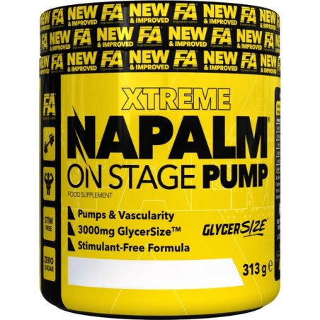 FA Nutrition NAPALM On Stage Pump | Stim-Free Pre-Workout Formula 313 грама, 25 Дози Манго с лимон