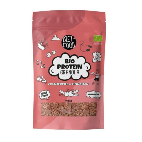 DIET FOOD - БИО ПРОТЕИНОВА ГРАНОЛА С БОРОВИНКИ И КАНЕЛА - 200 г