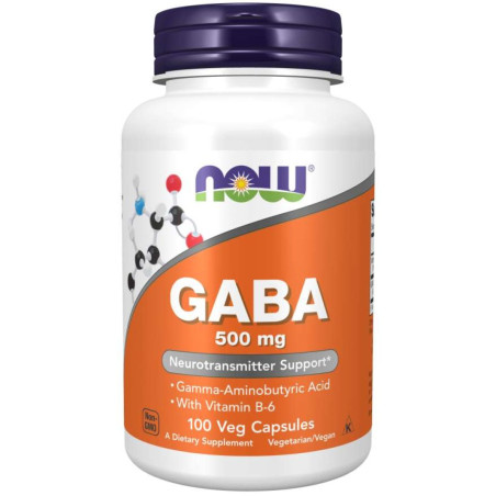 NOW - GABA 500 мг + B6 - 100 Капсули
