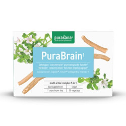PURASANA - PURABRAIN - КОМПЛЕКС ЗА ПОДОБРЯВАНЕ НА МОЗЪЧНАТА ДЕЙНОСТ - 30 веган капсули