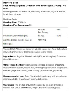 Fast Acting Arginine Complex |  With Nitrosigine 750 mg 2