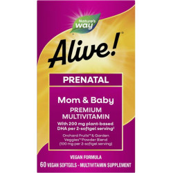Alive! - Алайв Премиум мултивитамини за бременни с растителна DHA, 60 софтгел капсули Nature’s Way