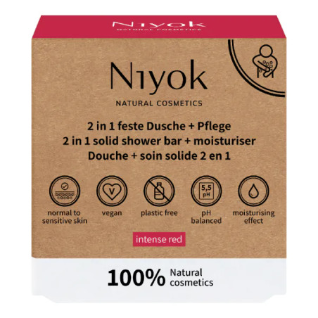 Niyok твърд душ гел и грижа 2в1 Intense red