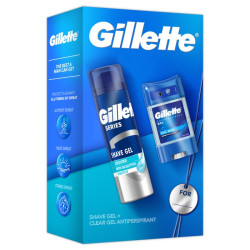 GILLETTE Cooling Sensitive гел за бръснене 200мл + Cool Wave гел дезодорант 70мл, комплект за мъже