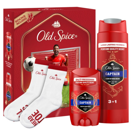 OLD SPICE Captain, комплект за мъже, душ гел 3в1 250мл + стик дезодорант 50мл + чорапи