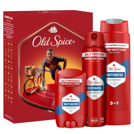 OLD SPICE Whitewater, комплект за мъже, душ гел 3в1 250мл + стик дезодорант 50мл + спрей дезодорант 150мл