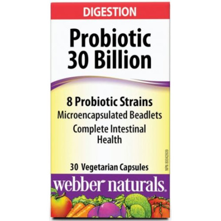 Probiotic 30 billion / 8 Probiotic Strains / Пробиотик, 30 млрд. активни пробиотици, 8 пробиотични щама, 30 капсули Webber Natur