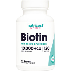 Коса, кожа, нокти - Биотин с Фолат и Колаген, 120 капсули Nutricost