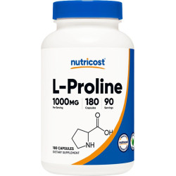 Кости и стави - Л-Пролин (L-Proline), 500 mg/180 капсули, 90 дози Nutricost