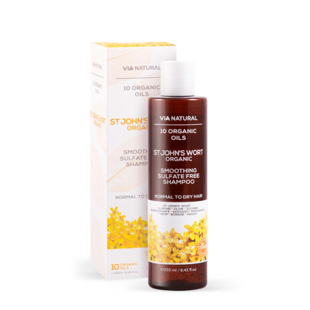 Органик изглаждащ безсулфатен шампоан Жълт Кантарион VIA NATURAL 250 ml