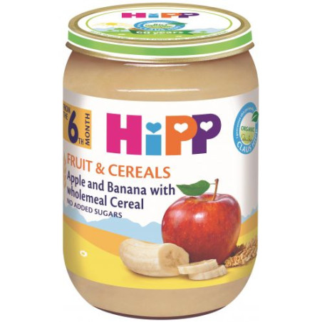 HIPP 9% ДДС пълнозърнеста, ябълки, банани 4803, каша, 190 гр