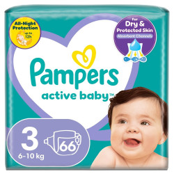 PAMPERS 9% ДДС Active Baby Размер 3, пелени, Миди VPP, 66 бр.