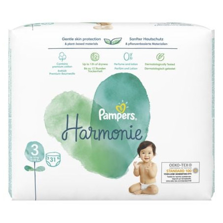 PAMPERS 9% ДДС Harmonie Размер 3, пелени, Миди, 31 бр.