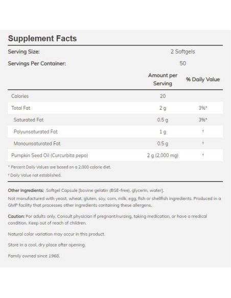 Pumpkin Seed Oil 1000 mg