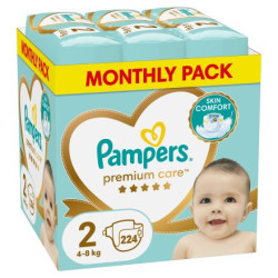 PAMPERS 9% ДДС Premium Care Размер 2, пелени, MSB, 224бр.