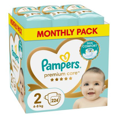 PAMPERS 9% ДДС Premium Care Размер 2, пелени, MSB, 224бр.